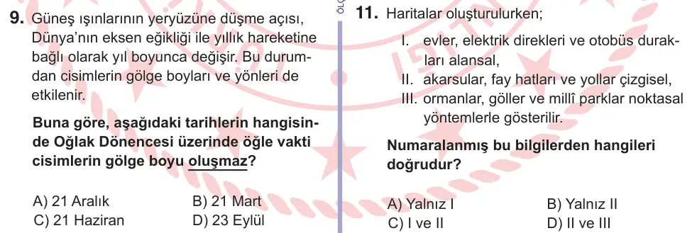 11. Sınıf Sosyal Bilgiler 2026 İOKBS Bursluluk Sınavı 9. Soru görseli