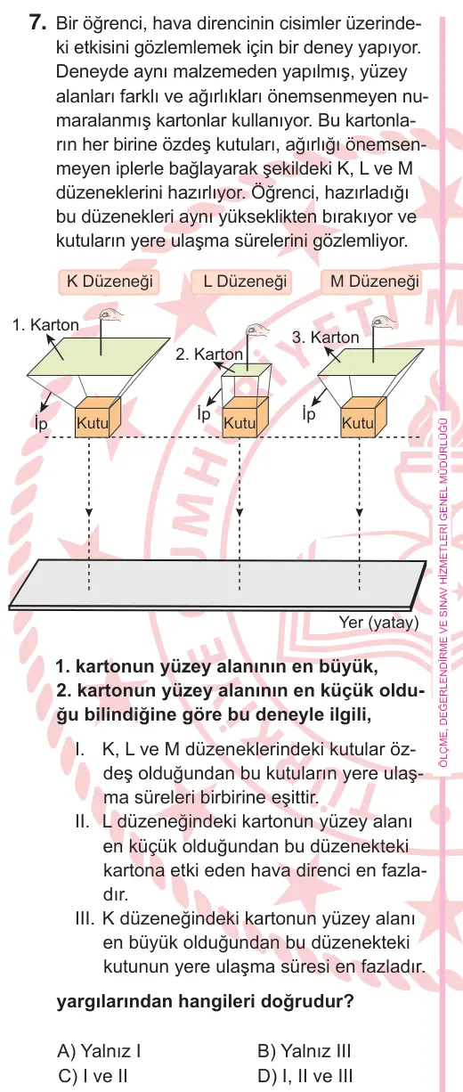 5. Sınıf Fen Bilimleri 2026 İOKBS Bursluluk Sınavı 7. Soru görseli
