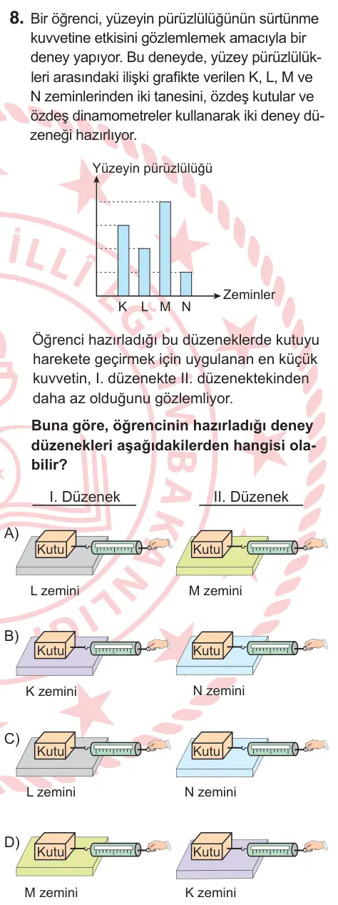5. Sınıf Fen Bilimleri 2026 İOKBS Bursluluk Sınavı 8. Soru görseli