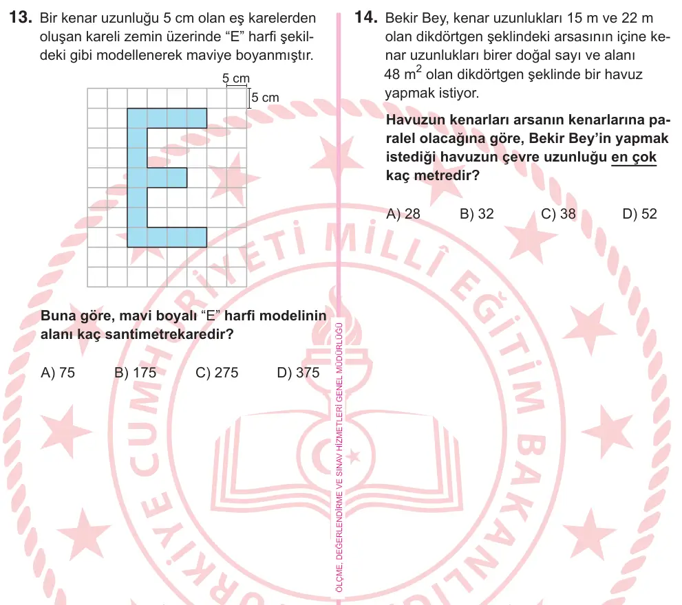 5. Sınıf Matematik 2026 İOKBS Bursluluk Sınavı 13. Soru görseli