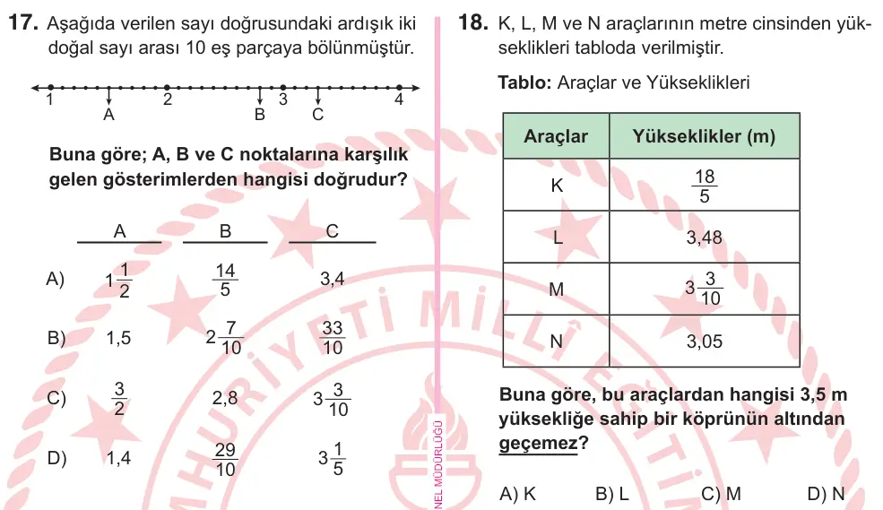 5. Sınıf Matematik 2026 İOKBS Bursluluk Sınavı 18. Soru görseli