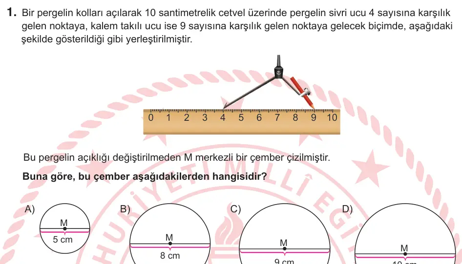 5. Sınıf Matematik 2026 İOKBS Bursluluk Sınavı 1. Soru görseli