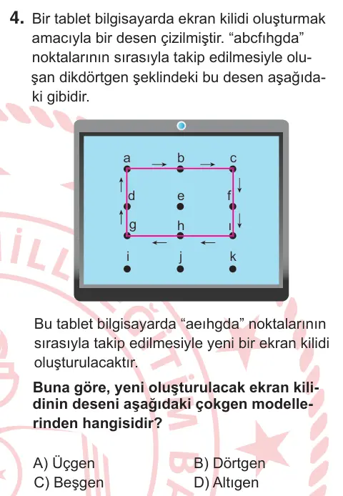 5. Sınıf Matematik 2026 İOKBS Bursluluk Sınavı 4. Soru görseli