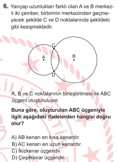 5. Sınıf Matematik 2026 İOKBS Bursluluk Sınavı 6. Soru görseli