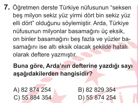 5. Sınıf Matematik 2026 İOKBS Bursluluk Sınavı 7. Soru görseli