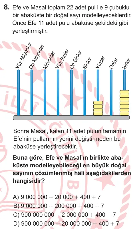 5. Sınıf Matematik 2026 İOKBS Bursluluk Sınavı 8. Soru görseli