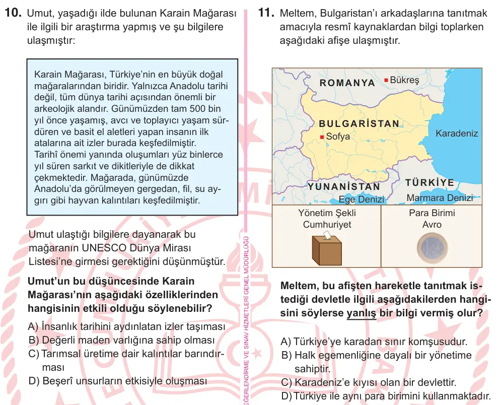 5. Sınıf Sosyal Bilgiler 2026 İOKBS Bursluluk Sınavı 11. Soru görseli