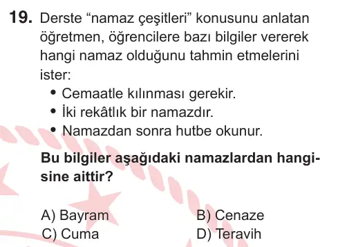 5. Sınıf Sosyal Bilgiler 2026 İOKBS Bursluluk Sınavı 19. Soru görseli
