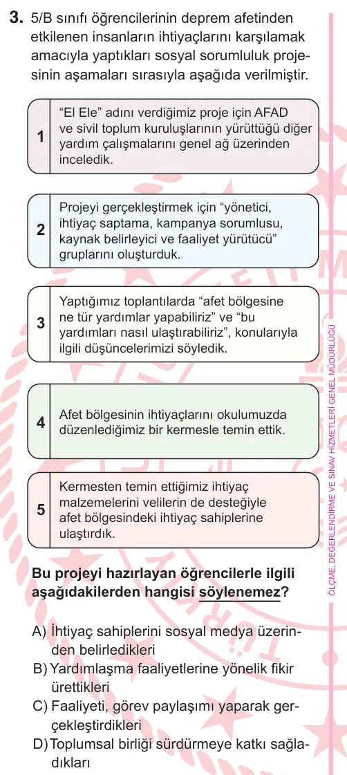5. Sınıf Sosyal Bilgiler 2026 İOKBS Bursluluk Sınavı 3. Soru görseli