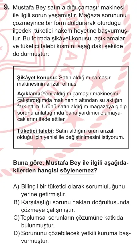 5. Sınıf Sosyal Bilgiler 2026 İOKBS Bursluluk Sınavı 9. Soru görseli