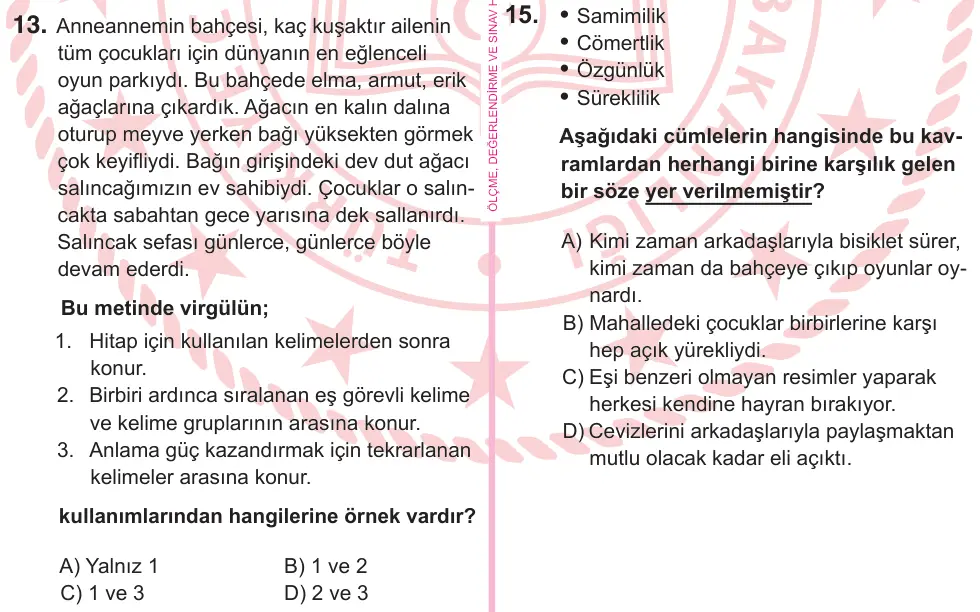 5. Sınıf Türkçe 2026 İOKBS Bursluluk Sınavı 13. Soru görseli