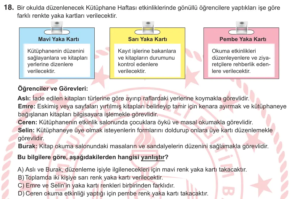 5. Sınıf Türkçe 2026 İOKBS Bursluluk Sınavı 18. Soru görseli