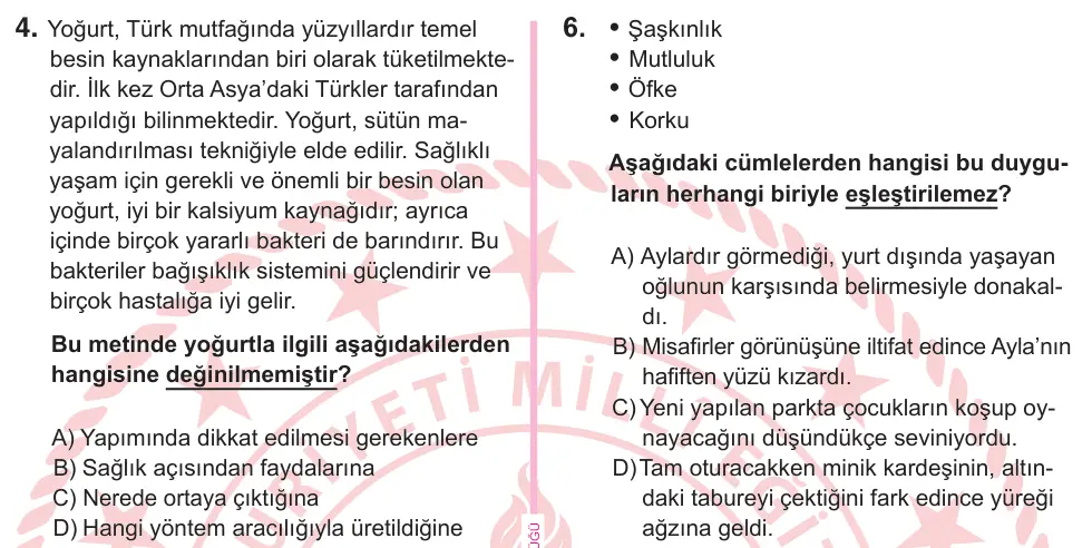 5. Sınıf Türkçe 2026 İOKBS Bursluluk Sınavı 4. Soru görseli