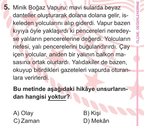 5. Sınıf Türkçe 2026 İOKBS Bursluluk Sınavı 5. Soru görseli