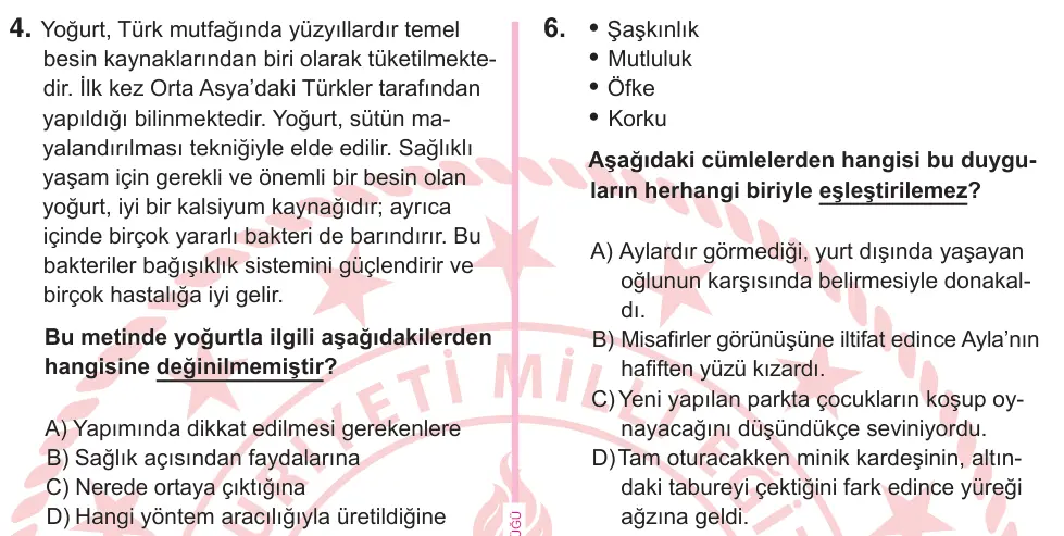 5. Sınıf Türkçe 2026 İOKBS Bursluluk Sınavı 6. Soru görseli
