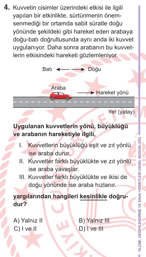 6. Sınıf Fen Bilimleri 2026 İOKBS Bursluluk Sınavı 4. Soru görseli