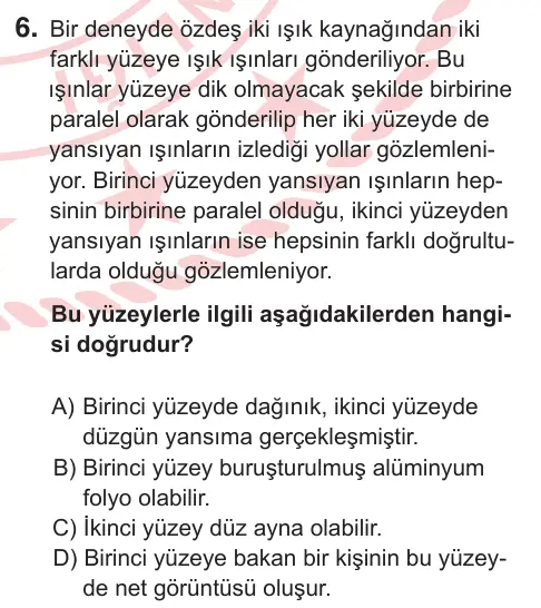 6. Sınıf Fen Bilimleri 2026 İOKBS Bursluluk Sınavı 6. Soru görseli