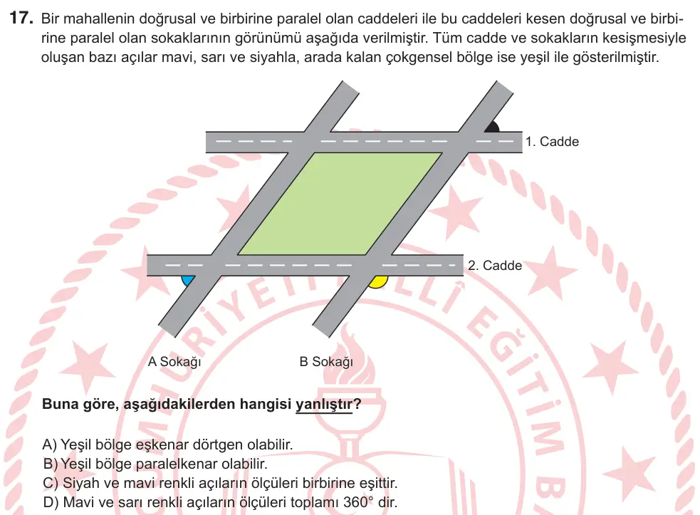 6. Sınıf Matematik 2026 İOKBS Bursluluk Sınavı 17. Soru görseli