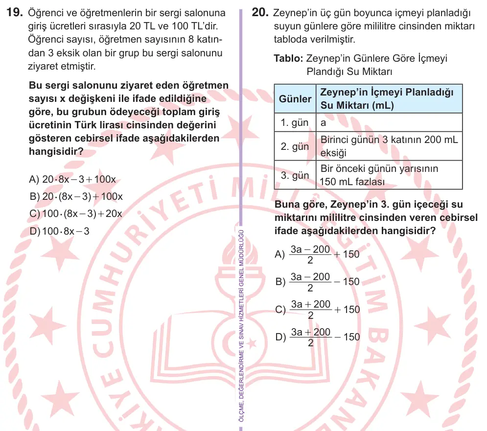 6. Sınıf Matematik 2026 İOKBS Bursluluk Sınavı 19. Soru görseli