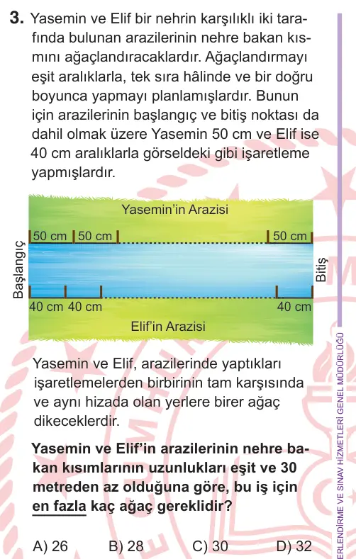 6. Sınıf Matematik 2026 İOKBS Bursluluk Sınavı 3. Soru görseli