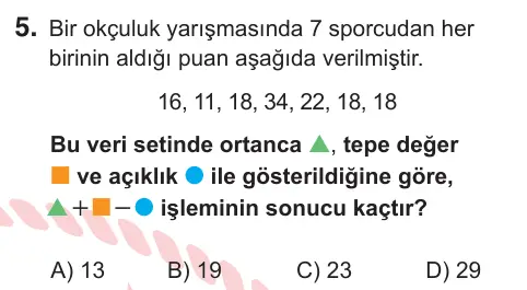 6. Sınıf Matematik 2026 İOKBS Bursluluk Sınavı 5. Soru görseli