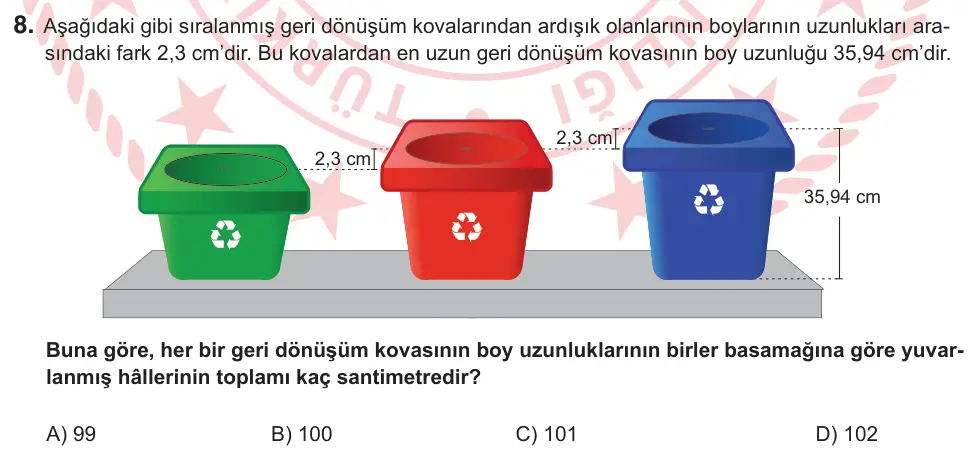 6. Sınıf Matematik 2026 İOKBS Bursluluk Sınavı 8. Soru görseli