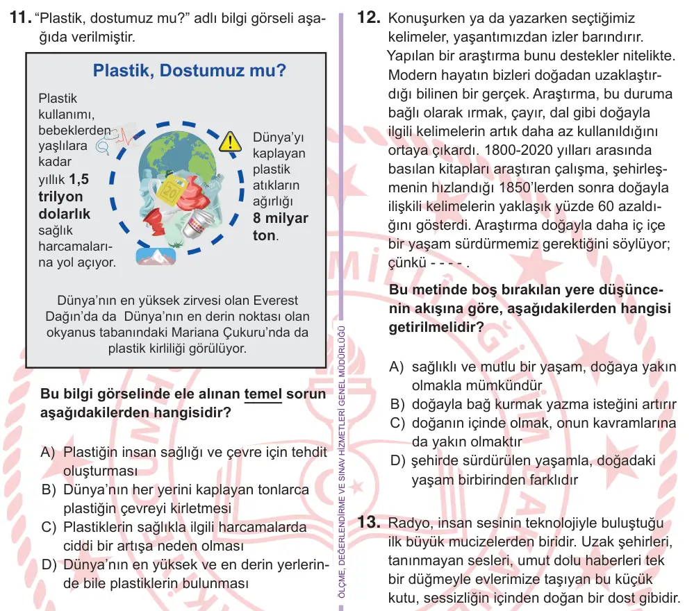 6. Sınıf Türkçe 2026 İOKBS Bursluluk Sınavı 11. Soru görseli