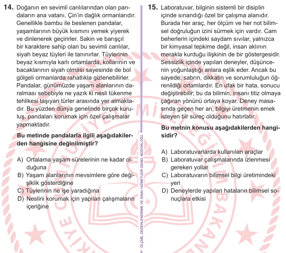 6. Sınıf Türkçe 2026 İOKBS Bursluluk Sınavı 14. Soru görseli