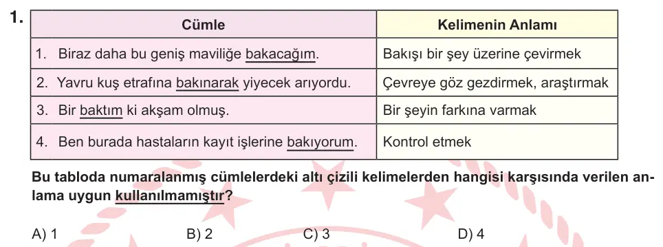 6. Sınıf Türkçe 2026 İOKBS Bursluluk Sınavı 1. Soru görseli