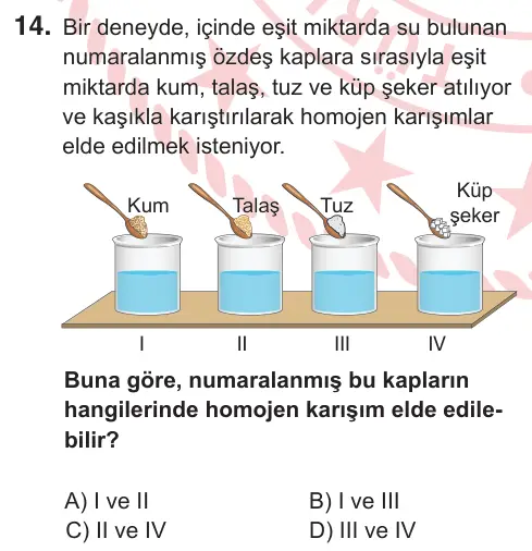 7. Sınıf Fen Bilimleri 2026 İOKBS Bursluluk Sınavı 14. Soru görseli