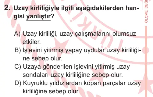 7. Sınıf Fen Bilimleri 2026 İOKBS Bursluluk Sınavı 2. Soru görseli
