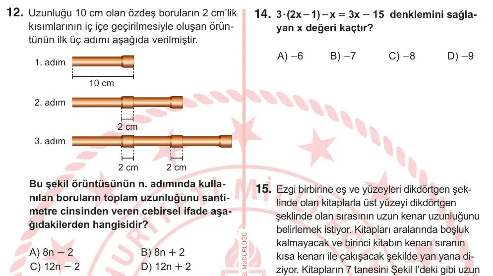 7. Sınıf Matematik 2026 İOKBS Bursluluk Sınavı 12. Soru görseli