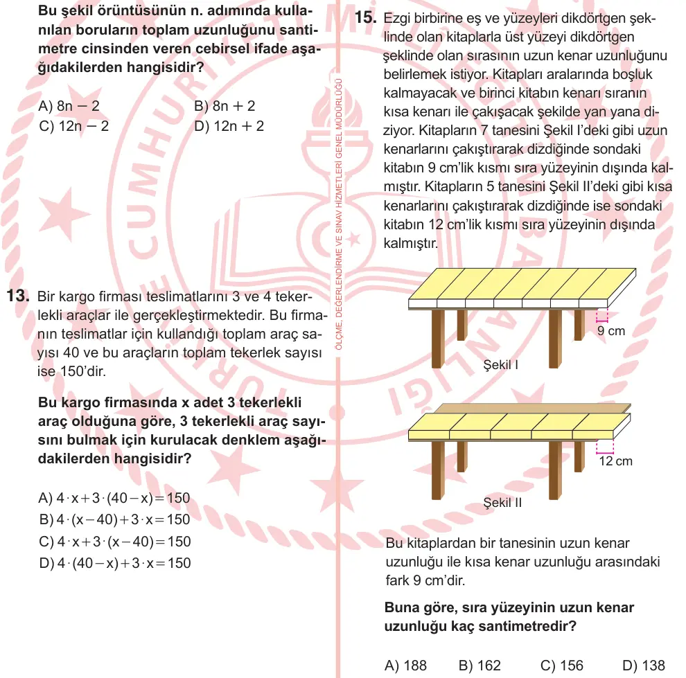 7. Sınıf Matematik 2026 İOKBS Bursluluk Sınavı 15. Soru görseli