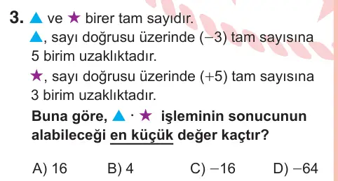 7. Sınıf Matematik 2026 İOKBS Bursluluk Sınavı 3. Soru görseli