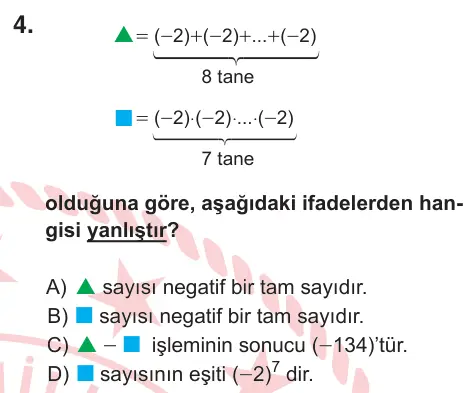 7. Sınıf Matematik 2026 İOKBS Bursluluk Sınavı 4. Soru görseli