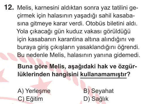 7. Sınıf Sosyal Bilgiler 2026 İOKBS Bursluluk Sınavı 12. Soru görseli