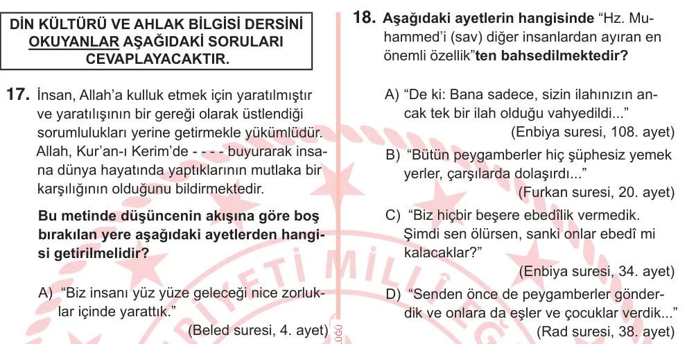 7. Sınıf Sosyal Bilgiler 2026 İOKBS Bursluluk Sınavı 18. Soru görseli