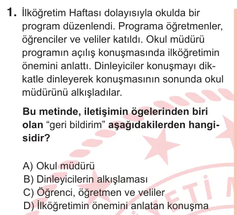 7. Sınıf Sosyal Bilgiler 2026 İOKBS Bursluluk Sınavı 1. Soru görseli
