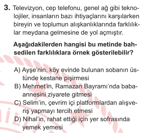 7. Sınıf Sosyal Bilgiler 2026 İOKBS Bursluluk Sınavı 3. Soru görseli