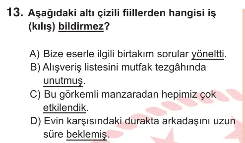 7. Sınıf Türkçe 2026 İOKBS Bursluluk Sınavı 13. Soru görseli