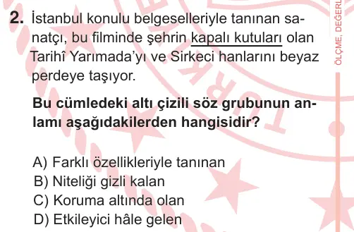 7. Sınıf Türkçe 2026 İOKBS Bursluluk Sınavı 2. Soru görseli