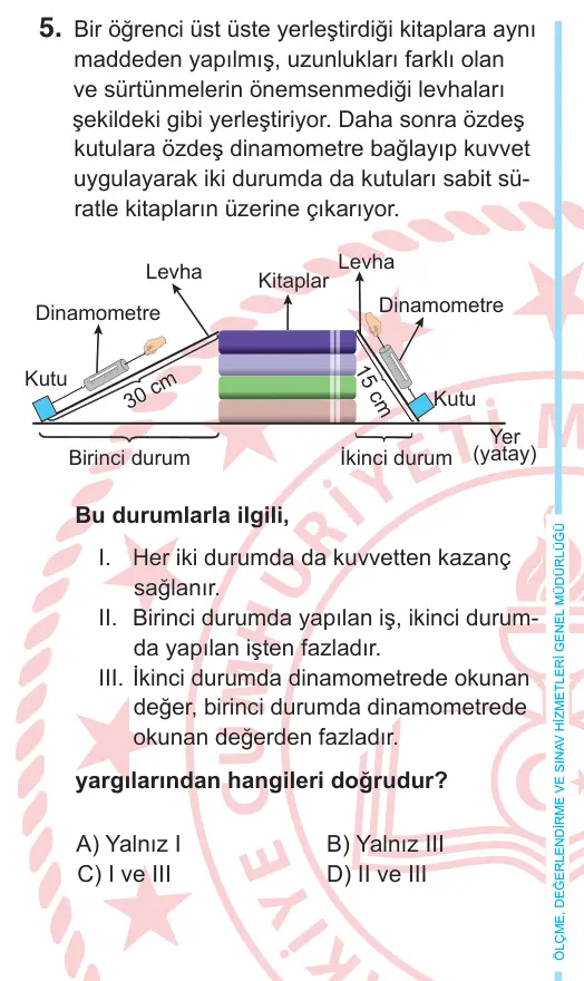 8. Sınıf Fen Bilimleri 2026 İOKBS Bursluluk Sınavı 5. Soru görseli