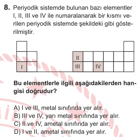8. Sınıf Fen Bilimleri 2026 İOKBS Bursluluk Sınavı 8. Soru görseli