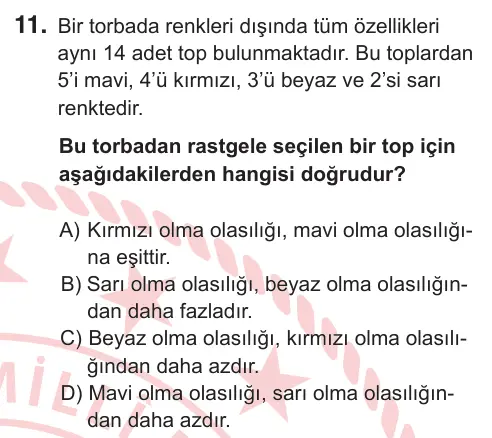 8. Sınıf Matematik 2026 İOKBS Bursluluk Sınavı 11. Soru görseli