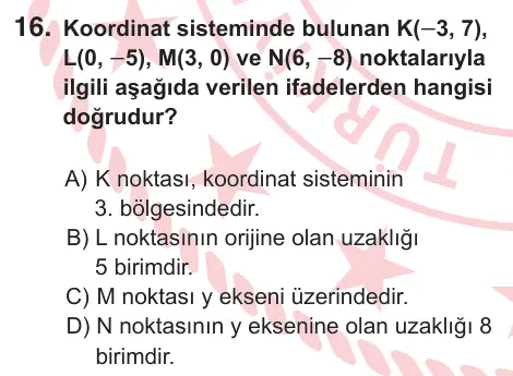 8. Sınıf Matematik 2026 İOKBS Bursluluk Sınavı 16. Soru görseli