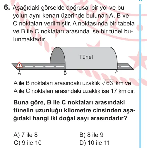 8. Sınıf Matematik 2026 İOKBS Bursluluk Sınavı 6. Soru görseli