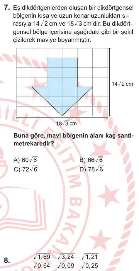 8. Sınıf Matematik 2026 İOKBS Bursluluk Sınavı 7. Soru görseli