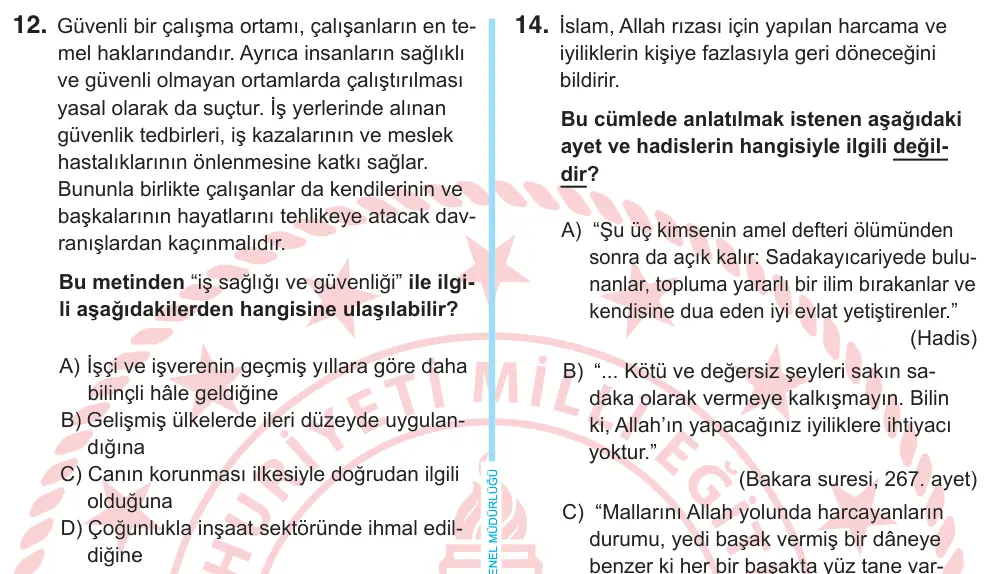 8. Sınıf Sosyal Bilgiler 2026 İOKBS Bursluluk Sınavı 12. Soru görseli