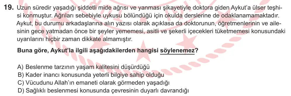 8. Sınıf Sosyal Bilgiler 2026 İOKBS Bursluluk Sınavı 19. Soru görseli (1/2)
