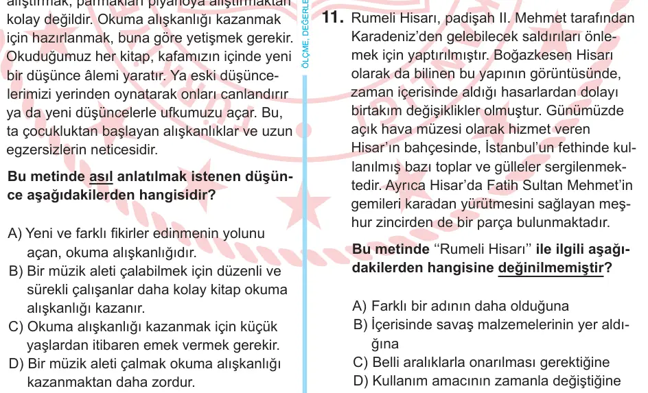 8. Sınıf Türkçe 2026 İOKBS Bursluluk Sınavı 11. Soru görseli